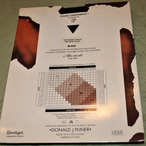 Donald J. Pliner Alta Moda Sheer Black Suspender Tights Style Hose  Size S-M - Picture 3 of 10